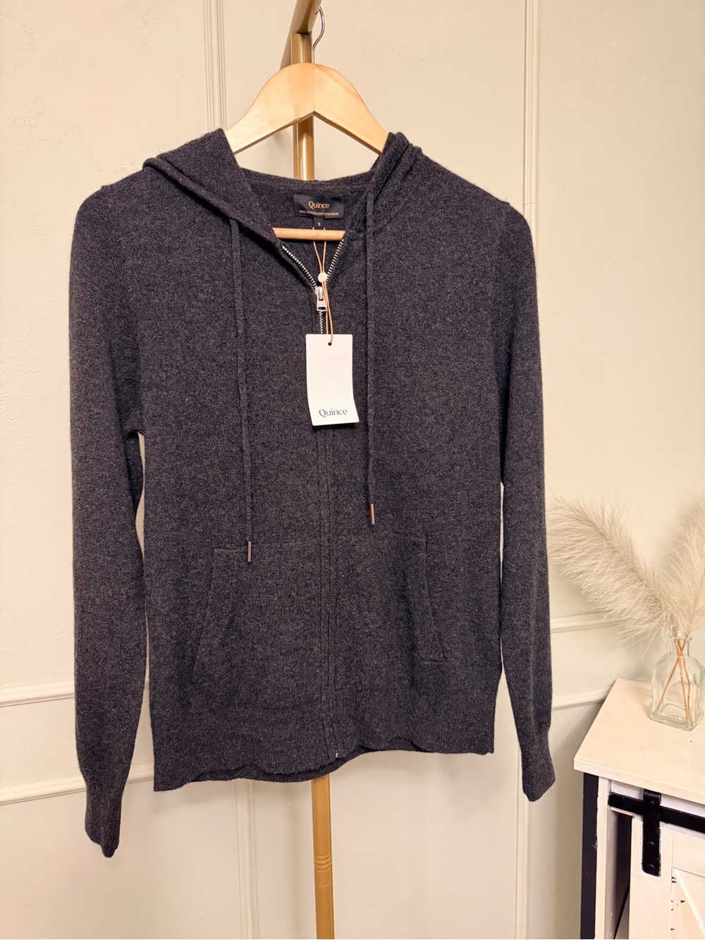 Quince Mongolian Cashmere Zip Hoodie Sweater MSRP $124